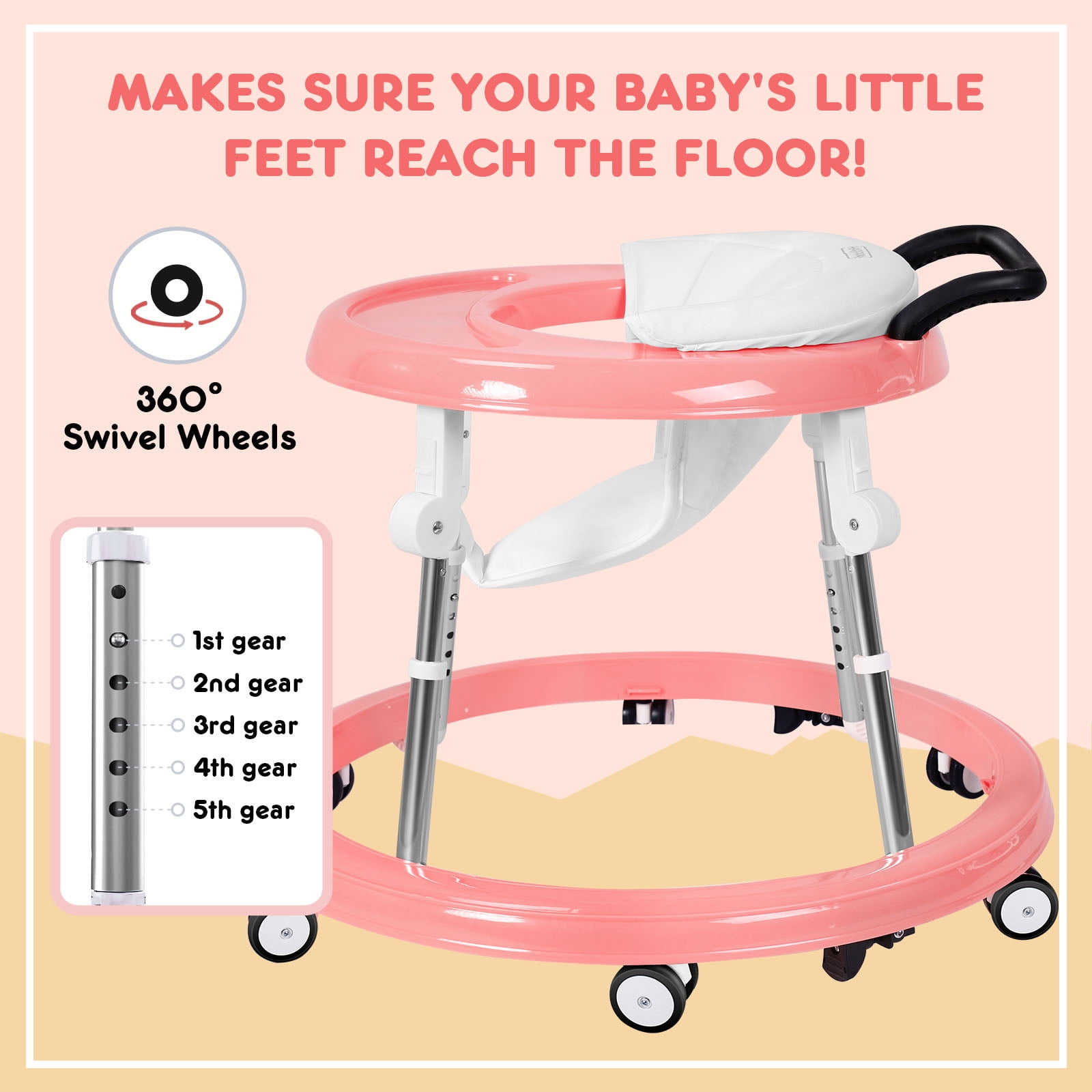Baby walker with swivel wheels sales