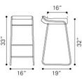 thumbnail image 3 of Modern Contemporary Bar Stool Chair, White Leatherette Chrome Steel (set of two), 3 of 4