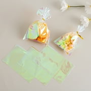 Tripumer 200 Pcs Iridescent Cellophane Bags 4 x 6 inch Cellophane Treat Bags Plastic Cello Gift Bags for Cookie Candy Popcorn Party Favors Small Gifts