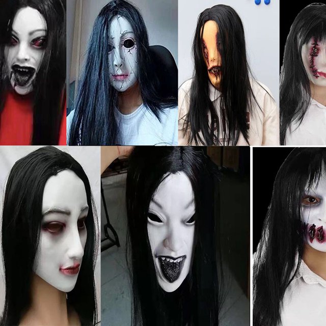 Horror casa embrujada accesorios habitación escape Sadako vestir fantasma femenino tocado Halloween cosplay máscara divertida ZefeiWu 8390613807038