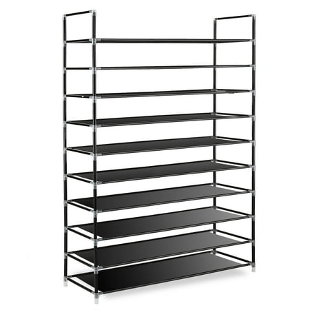 TomCare 10 Tier Shoe Rack 50 Pairs Shoe Organizer Shoes Storage Shoe Shelf Shoe Tower - No Tools Required Non-woven Fabric for Home Bedroom,