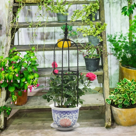 SWETRACE Iron Garden Obelisk Trellis Black Outdoor Space Decor 1Pack 23.6in Height