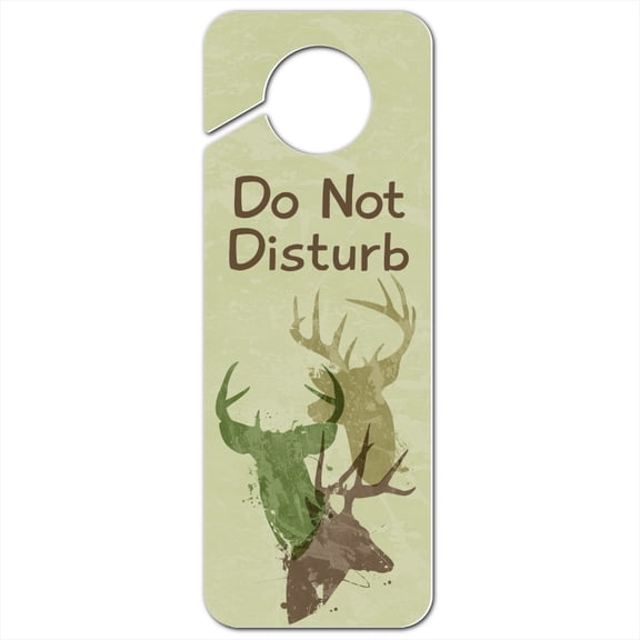 Deer Heads Trio Design Hunting Hunter Camouflage Plastic Door Knob Hanger Sign