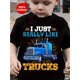 thumbnail image 1 of I Just Really Like Trucks New Letter Truck Print Children's Round Neck Short Sleeve T-shirt Casual Cute Boy Children's Pullover, 1 of 6