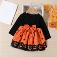 thumbnail image 5 of Ugoldhm Girls' Halloween Color-Blocked Long-Sleeve Tulle Puffy Dress, Princess Dress for Kids' Holiday Parties, 5 of 5