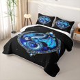thumbnail image 3 of meiyoeat Gemstones Dragon Quilt Full for Boys Girls, Mystic Sky Animal Full Bedspread Sets, Blue Black, 3 Pieces, 3 of 7