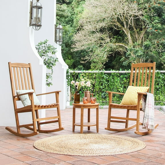 Cambridge Casual  Alston 3-piece Teak Outdoor Rocking Chair Chat Set