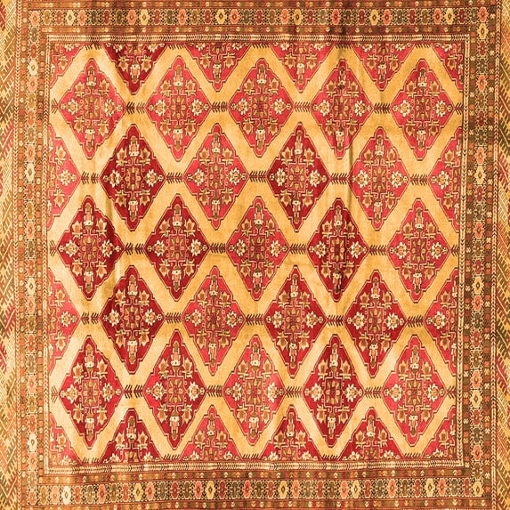Ahgly Company Indoor Square Persian Orange Traditional Area Rugs, 4' Square