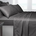 thumbnail image 3 of 5 Piece Sheet has Zippers Sheet Set, Twin Size 8 Inch Deep Pocket, 800 TC, Stripe Dark Grey Color., 3 of 9