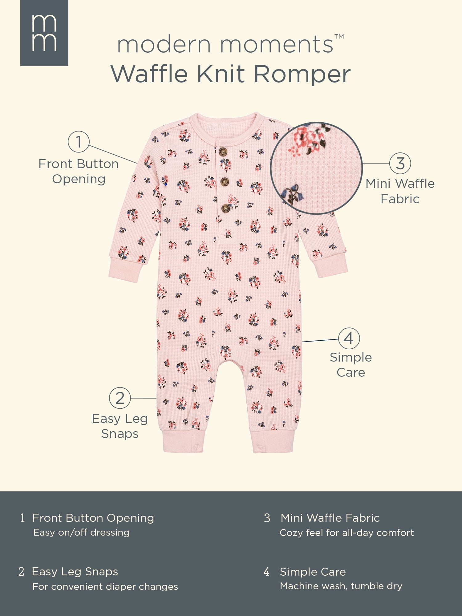 Modern Moments by Gerber Gender Neutral Romper, Sizes 0/3 Months -24 Months