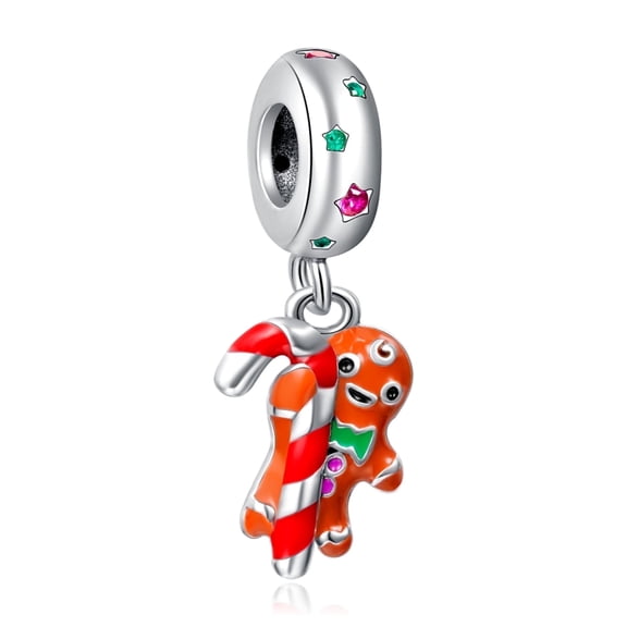 ROSIANNA 925 Sterling Silver Charm for Bracelets Gingerbread Man Dangle Charm Women Bracelet Charm