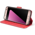 thumbnail image 3 of PU Leather Case for Samsung Galaxy S7 Edge, Vintage Retro Premium Wallet Flip Cover TPU Inner Shell [Card Slots] [Magnetic Closure] Stand Function Folio Shockproof Full Protection - Red, 3 of 16