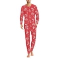 thumbnail image 3 of Renewold Christmas Pajamas for Family 2 Pieces Wreaths Snowman Pj Long Pants Set with Big Pockets Home Full-length Tracksuit Pullover Tops Size Men Red Tracksuit T-Shirt Size XL, 3 of 5