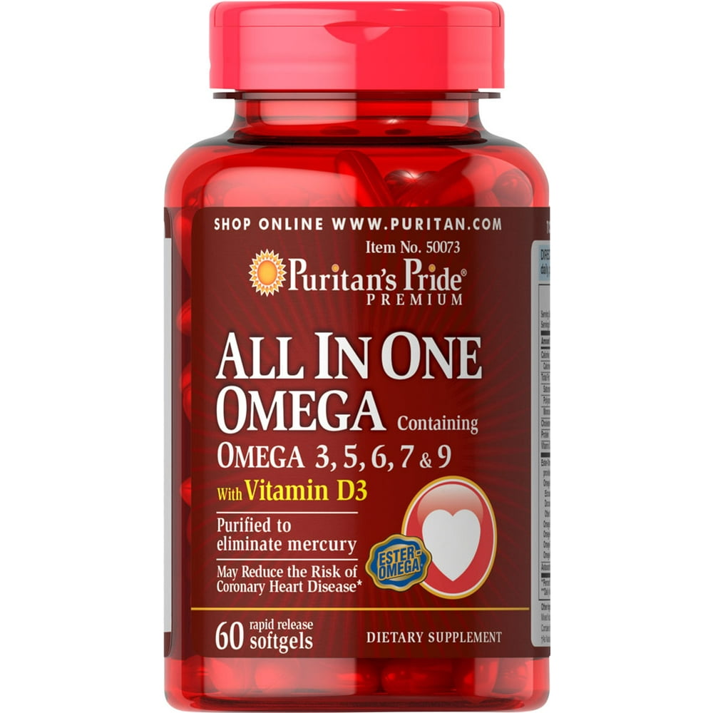 Puritan's Pride All In One Omega 3, 5, 6, 7 & 9 with Vitamin D3 60