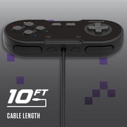 Retro-Bit Legacy 16 Wired USB Controller - Features Home, SS & ZL/ZR Buttons - for Switch, PC, MacOS, RetroPie, Raspberry Pi (Black - Onyx)