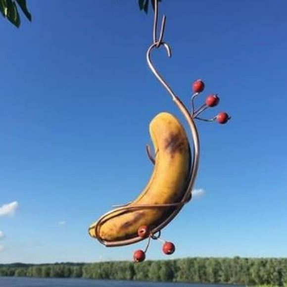 Butterfly Banana Hammock, Easy To Use Portable Hanging Butterfly Banana Feeder Small Red Bead Embellishments Attached Attractive Metal for Courtyard