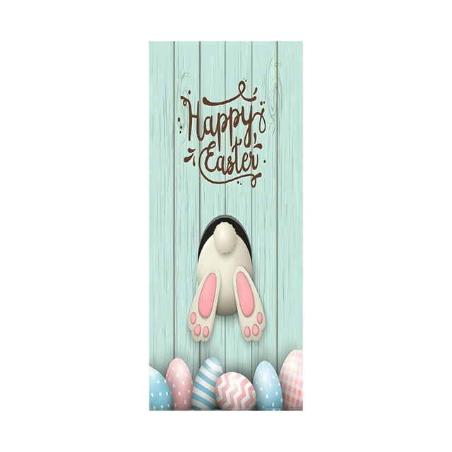 Dsscvnef Easter Door Cartoon Bunny Curtain Colorful Egg Design Spring Holiday Room Decoration Festive Home Party Hanging Banner