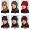 thumbnail image 3 of Embroidery Winter Warm Soft Thick Knitted Hats Scarf Set Neck Scarf Bonnet Hats Men Cap BLACK, 3 of 8