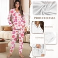 thumbnail image 6 of DISNIMO Women Pajama Sets Two-Piece Nightwear Flower Printed Long Sleeve Sleepwear Button Down Ladies Lounge Sets Fashion V Neck Loungewear with Long Pants, 6 of 6