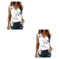 thumbnail image 1 of Jumpingount Chaleco estampado para mujer, camiseta sin mangas holgada con cuello en V, ropa de vacaciones en la playa, lavable, Vintage, elegante, Flor blanca azul XXL 2piezas, 1 of 6