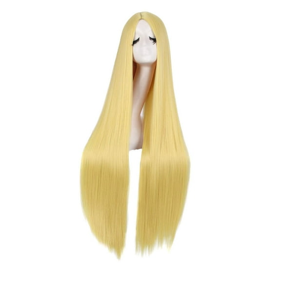 XmhyTop Extra Long 100CM Straight Wig, Middle Part, No Bangs Rose Netting Base, Ideal for White Parties, Anime Cosplay & Cosmetic Use(Blonde)