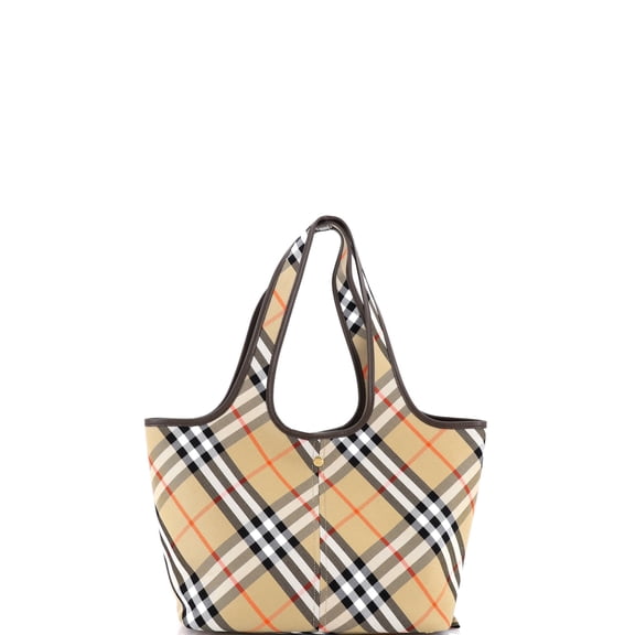Pre-Owned East-West Tote Vintage Check Canvas Small By Rebag