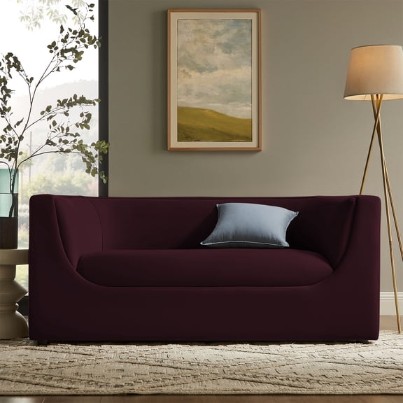 Hilda 67" Curved Back Performance Velvet Loveseat in Mulberry