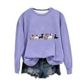 thumbnail image 4 of Women Graphic Dog Sweatshirt Crewneck Long Sleeve Cute Dog Puppy Printed Pet Lovers Gifts 2024 Fall Pullover Tops Comfy Casual Loose Shirts Round Neck Winter Sweatshirt, Purple (X-Large), 4 of 4