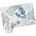 thumbnail image 2 of Blue Ocean Seahorse Washable Small Entryway Area Rugs 2'x3', Nautical Sea Watercolor Teal Shells Coral Starfish Low Pile Throw Rug Non-Slip Sturdy Edge Binding Carpet for Front Door Floor Room Entry, 2 of 9