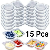 LQQBOX 15 Sets Snack Pack Containers, Reusable Snack Containers with Lids, Double Compartment Condiment Containers, Small Sauce Dipping Containers, Grab and Go Snack Box Container for Kids Adults