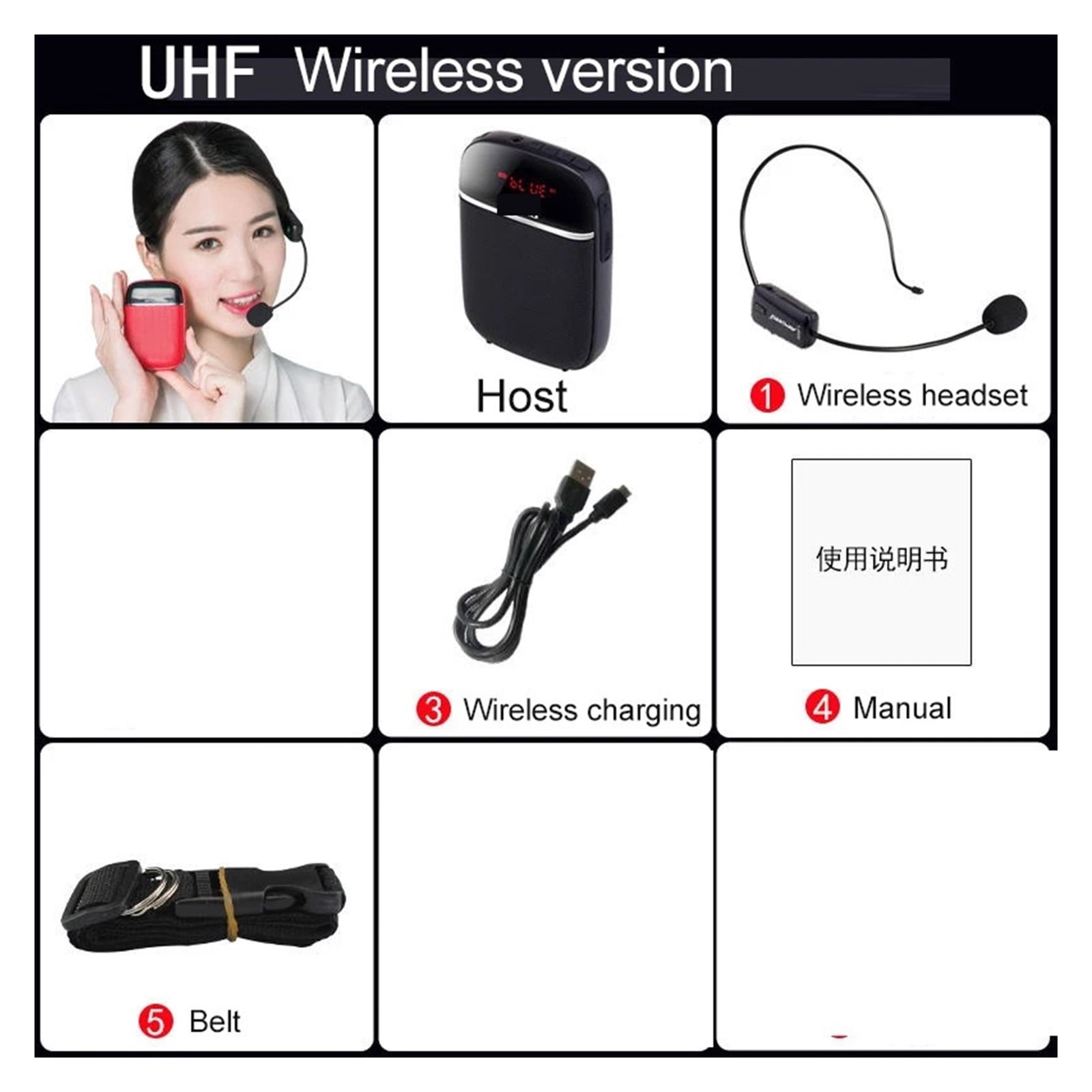 10W Wired/UHF Wireless Mini Fashion Microphone Guide Headset Teaching Lecture Dedicated Portable Amplifier ,Powerful Voice Amplifier