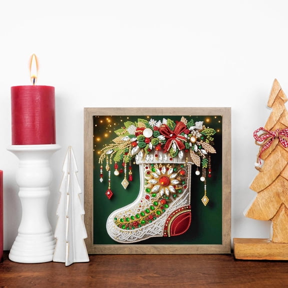 Christmas Stocking 5D Diamond Painting Kit, 2026 Crystal Gem Art Craft with Sparkling Resin Diamonds for Holiday Home Decor