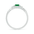 thumbnail image 2 of ANGARA Natural Aeon Emerald & Diamond Floral Halo Three Stone Engagement Ring in 14K White Gold for Women (Size-5mm) | May Birthstone, Anniversary, Jewelry Gift for Women | Natural Emerald Ring, 2 of 9