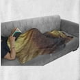 thumbnail image 6 of Modern Soft Flannel Fleece Blanket, Silhouette of Lonely Woman Under Rain with Umbrella Dramatic Paint Picture, Cozy Plush for Indoor and Outdoor Use, 50" x 70", Pale Caramel Yellow, by Ambesonne, 6 of 6