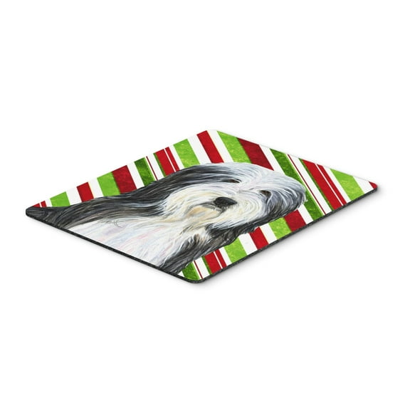 "Bearded Collie Candy Cane Holiday Christmas Mouse Pad Hot Pad or Trivet"