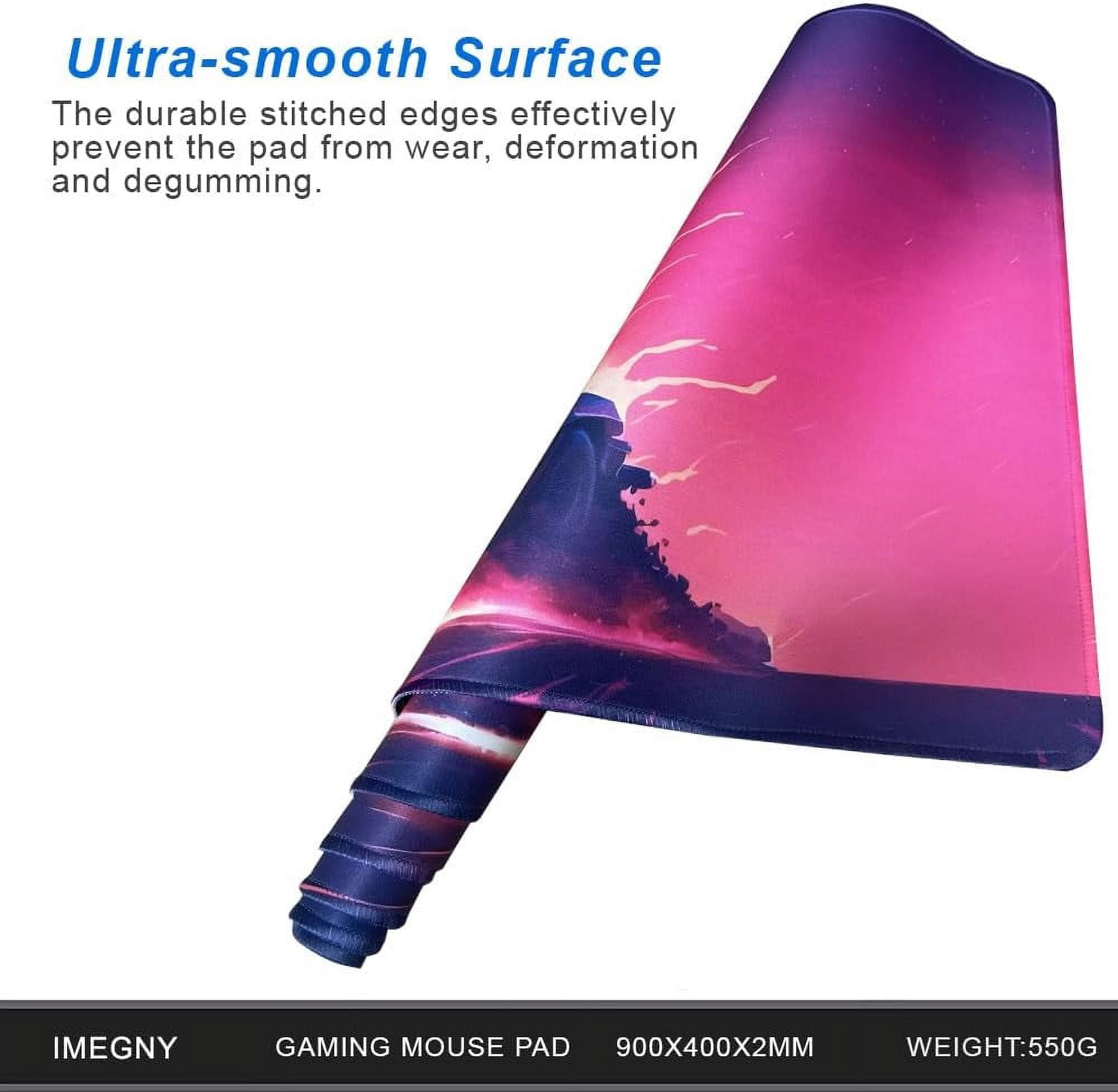 Large Gaming Mouse Pad, Extended XXL Desk Pad & Non-Slip Rubber Mat for Mice and Keyboard with Stitched Edges (90x40 retrowavecar013)