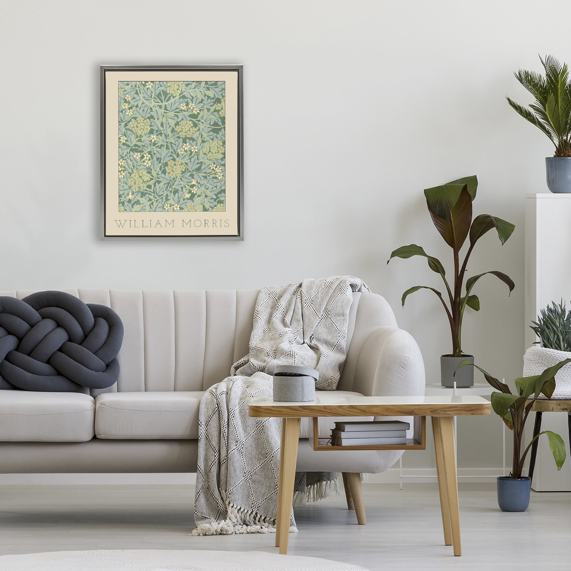 Stupell Industries William Morris Green Tones Gray Framed Floater Canvas Wall Art, design by Lil' Rue