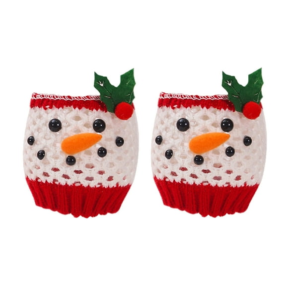2 Pcs Verre à Vin Tricoté de Noël Design Snowman Décorations de Bouteille Accessoires de Table à Manger Fournitures de Noël