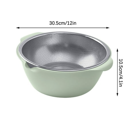 

Ovzne 304 Stainless Steel Microporous Colander With Handle Rice Washers Microporous Strainer Set For Washing Vegetables And Rice And Draining Cooked Pasta.