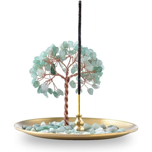 Incense Holder for Sticks, Healing Crystal Stone Money Tree Incense Burner, Ash Catcher for Yoga, Meditation and Home Decor