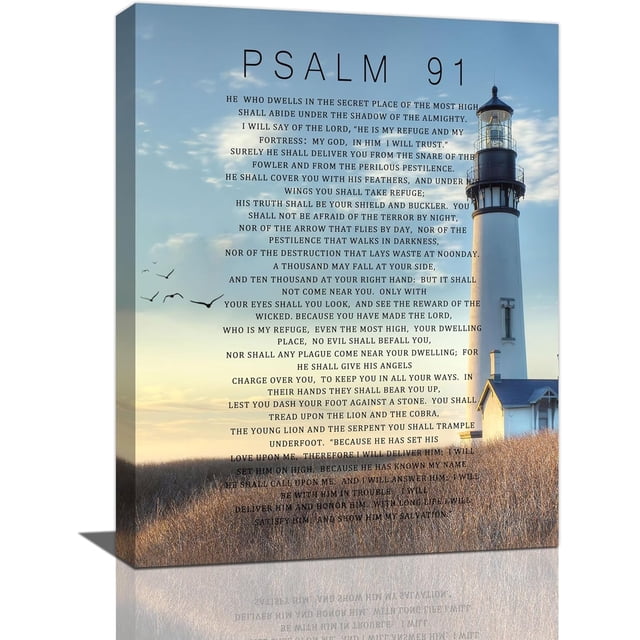Psalm 91 Scripture Poster For Christian Prayer Room Decor And Religious Gift Unframed12x18inch(30x45cm)