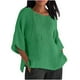 thumbnail image 1 of Vestidos Casuales Para Mujer, Blusas De Mujer De Moda Blusa holgada de verano para mujer, con mangas 3/4, plisada y cuello redondo, de imitación de lino, 1 of 5