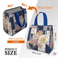 thumbnail image 3 of Pioneer Flower Floral Print Pattern Insulated Lunch Bag for Women & Adults,Large Portable Soft Cooler Lunch Bag,Thermal Food Storage Tote with Pearl Cotton,8.66L,8.75x5.75x9.5 Inch, 3 of 6