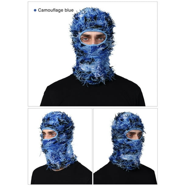 ★Wai Kei★ Hairy Ribbon Balaclava Mint YKBD03AC07-3 Shiesty Distressed Balaclava Ski Mask, Face Mask Yeat
