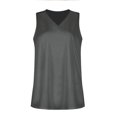 thumbnail image 5 of Tank Tops for Women Plus Size under $5 Sleeveless V-neck Slim Fitted Solid Color Hem Split Casual Tank Gray 2XL, 5 of 6
