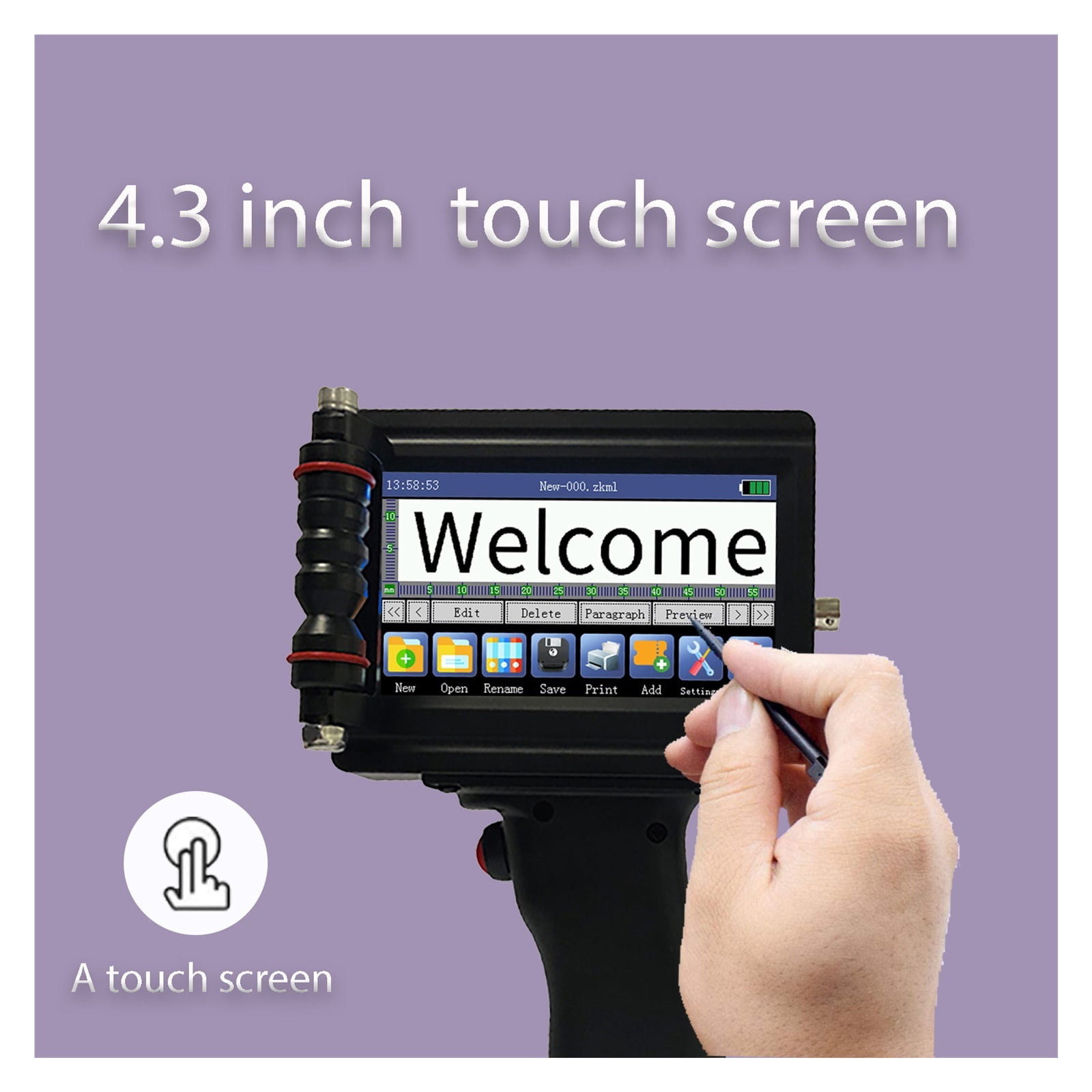 Printer Jet, Smart Touch Inkjet Printer, 2-12MM Font Height Handheld Printer, For Batch Number/serial Number/label/barcode, Quick Dry
--------
,Fast Printing