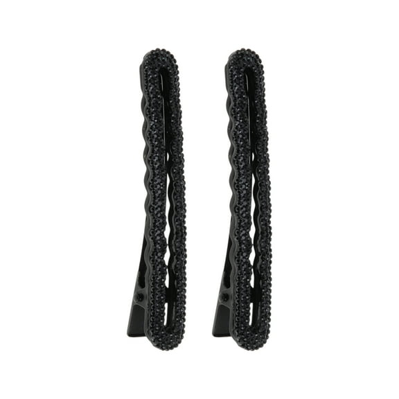 Unique Bargains 1 Pair Fashion Wave Ellipse Hair Clips Hairdo Clip Black