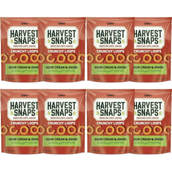 Harvest Snaps Crunchy Loops Sour Cream & Onion 2.5 oz. Bag - 8 Pack