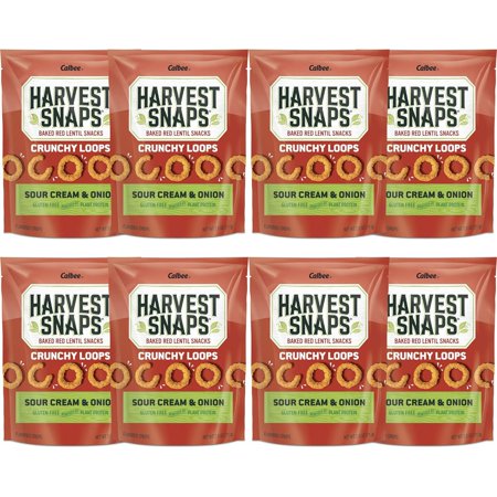 Harvest Snaps Crunchy Loops Sour Cream & Onion 2.5 oz. Bag - 8 Pack
