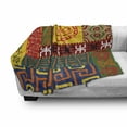 thumbnail image 3 of Prehistoric Soft Flannel Fleece Throw Blanket, Abstract Patterns Ornaments Indigenous Style Illustration, Cozy Plush for Indoor and Outdoor Use, 70" x 90", Yellow Green, by Ambesonne, 3 of 6
